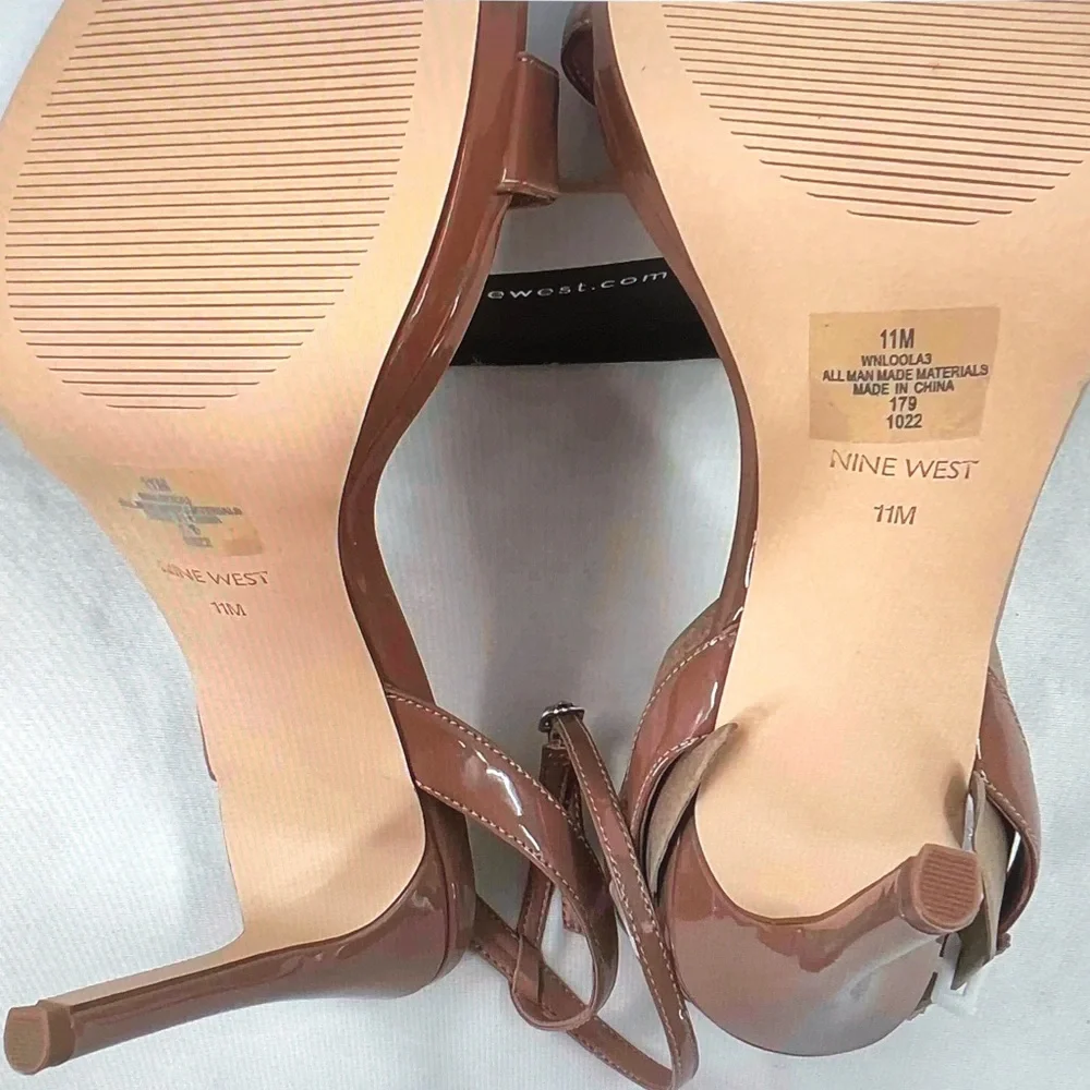 Nine West Brown Patent Leather High Heel Sandals - Picture 8 of 10